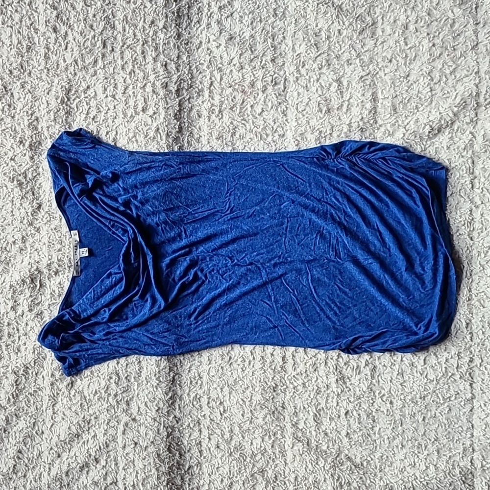 Max Studio cowl neck shell, blue, XS